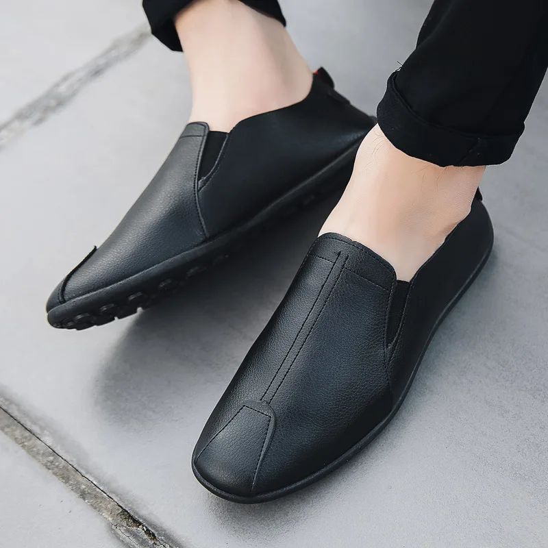 mocassin cuir noir homme