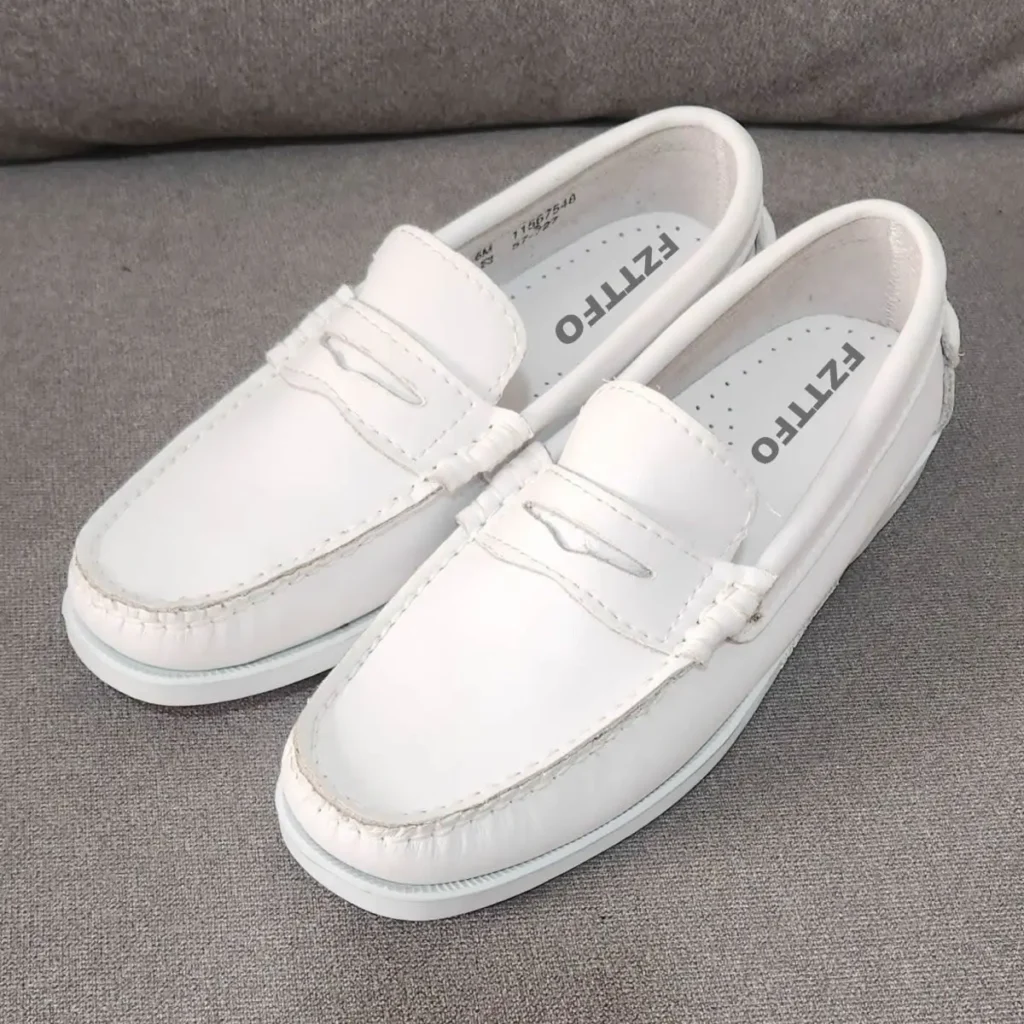 mocassin cuir blanc homme