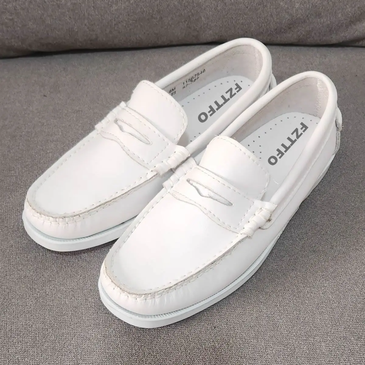mocassin cuir blanc homme